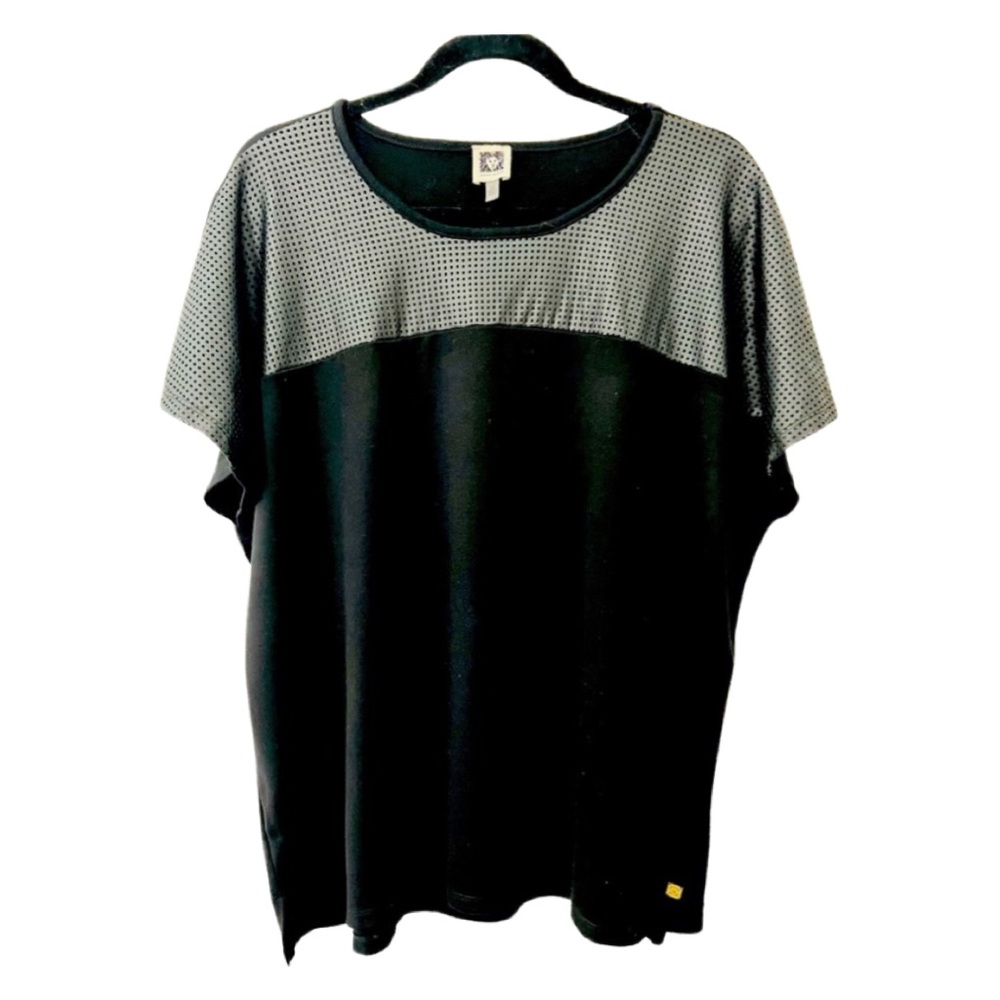 Anne Klein Women’s Serenity tee w/ mesh leather like upper torso. Plus Size 3X